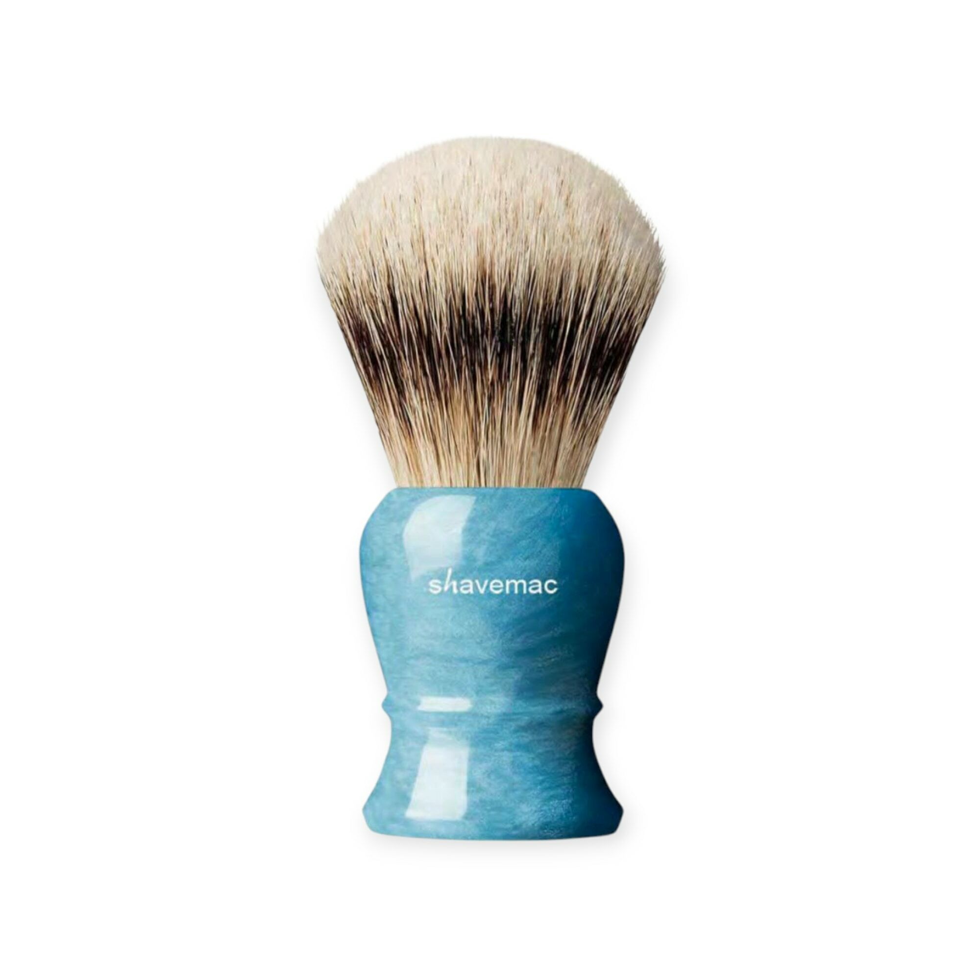 Shavemac Blue Handle D01 Silvertip Badger Shaving Brush, 24mm Fan