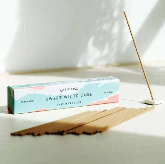 Sweet White Sage Scentsual Incense (30 sticks & Holder)