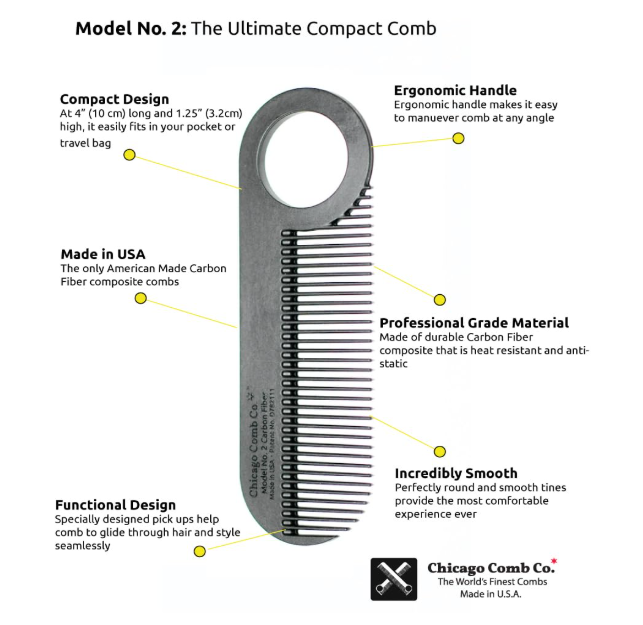 Chicago Comb Co. Model No. 2 Carbon Fiber