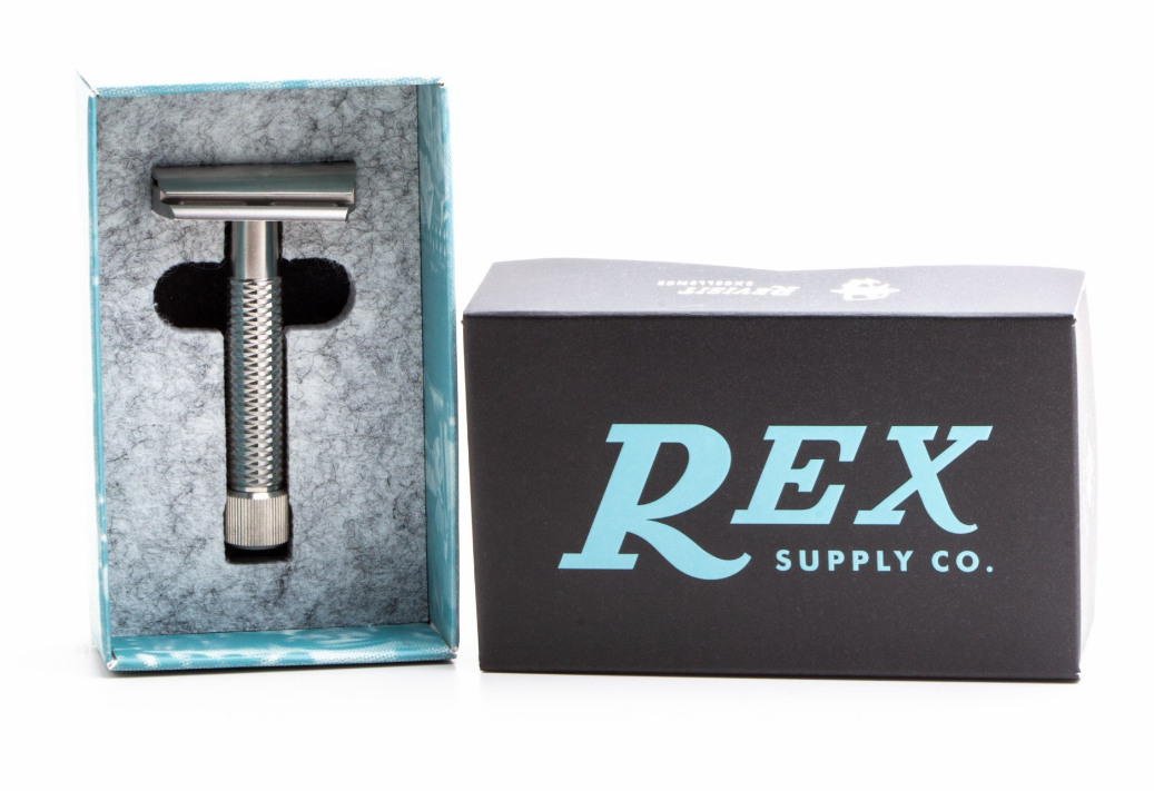 REX SUPPLY CO. | SENTRY SLANT THREE PIECE STAINLESS STEEL DOUBLE EDGE RAZOR