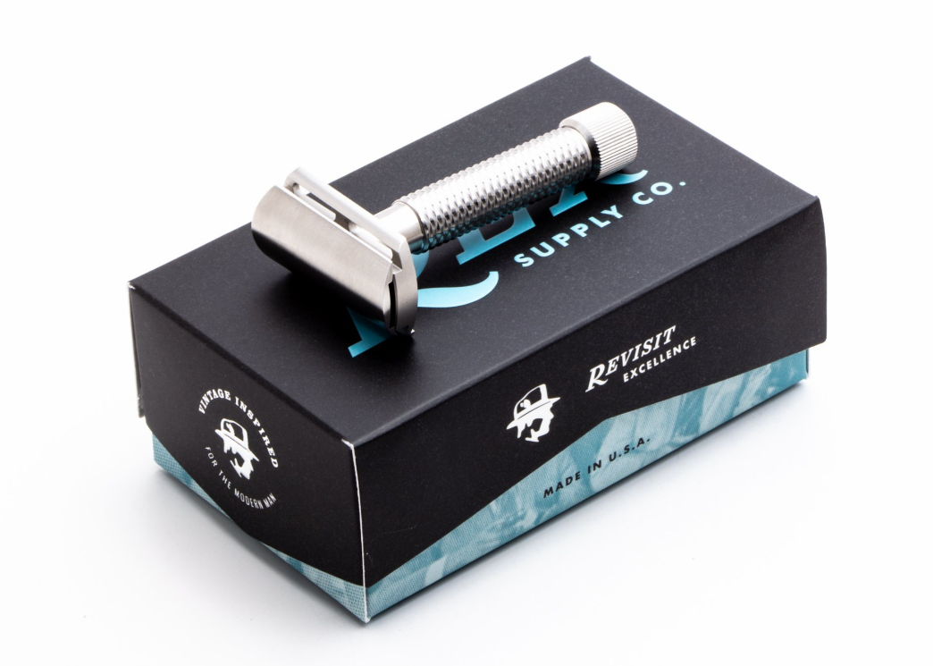 REX SUPPLY CO. | SENTRY SLANT THREE PIECE STAINLESS STEEL DOUBLE EDGE RAZOR