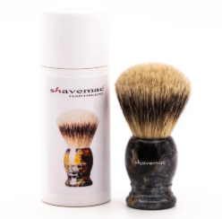 Shavemac Silvertip Badger Shave Brush With Slate & Gold Marbled Handle