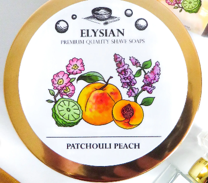 Elysian Patchouli Peach Men's Shaving Soap, Tallow and Shea Butter, 4 oz