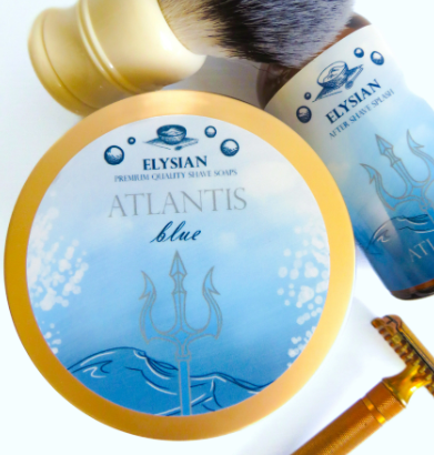 ELYSIAN SOAP  Atlantis Blue Men's Shaving Soap  Cashmere Base  4oz